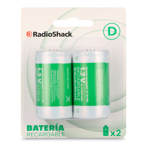 Batería Recargable D RadioShack 5000 mAh 2 piezas