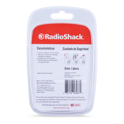 Candado de Viaje RadioShack A44D0117 / Plata
