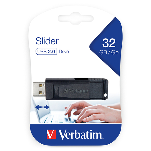 Memoria USB Verbatim Slider / 32 gb / Negro