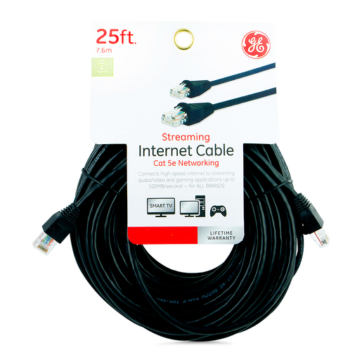Cable de Red Ethernet General Electric / 7.6 m / Cat5E / Negro