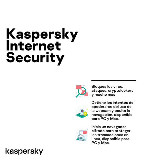 Antivirus Descargable Kaspersky Internet Security / 1 año / 10 dispositivos