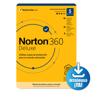 Antivirus Descargable Norton 360 Deluxe / 1 año / 5 dispositivos