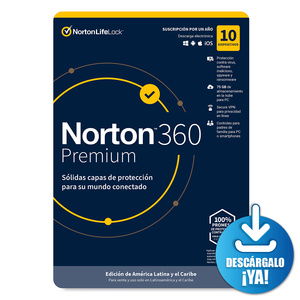 Antivirus Descargable Norton 360 Premium / 1 año / 10 dispositivos