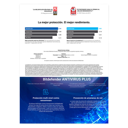 Antivirus Descargable Bitdefender Plus / 2 años / 10 usuarios