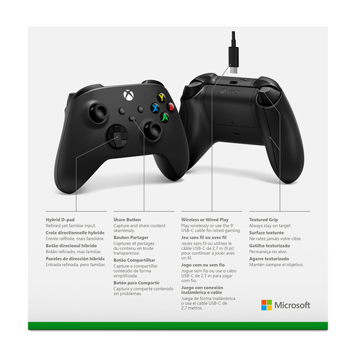 Control Inalámbrico Xbox con Cable USB C Series X·S Xbox One Negro | RadioShack México