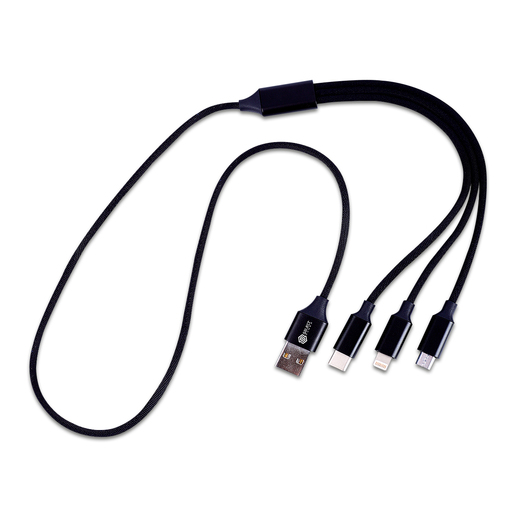 Cable Cargador Select Power 3 en 1 / Micro USB / Tipo-C / Lightning / Negro / 1.2 m
