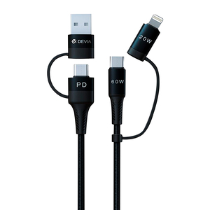 Cable USB Devia Extreme Speed Series / Tipo-C / Lightning / Negro / 1.5 m