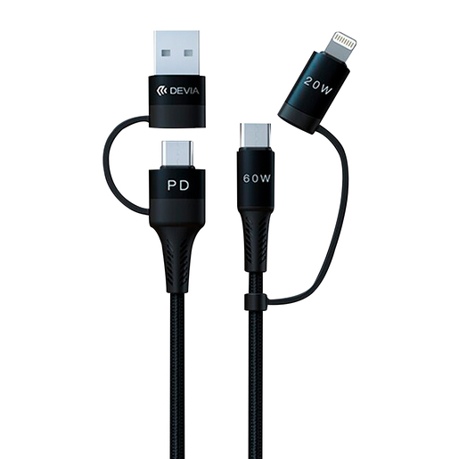 Cable USB Devia Extreme Speed Series / 1.5 m / Tipo C / Lightning / Negro