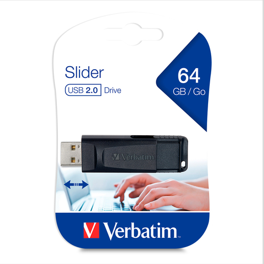 Memoria USB Verbatim Slider / 64 gb / Negro