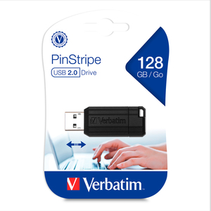 Memoria USB Verbatim PinStripe / 128 gb / Negro