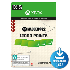 Madden NFL 22 Ultimate Team EA Sports / 12000 monedas de juego digitales / Xbox Series X·S / Xbox One / Descargable