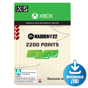 Madden NFL 22 Ultimate Team EA Sports / 2200 monedas de juego digitales / Xbox Series X·S / Xbox One / Descargable Madden NFL 22 Ultimate Team EA Sports / 2200 monedas de juego digitales / Xbox Series X·S / Xbox One / Descargable