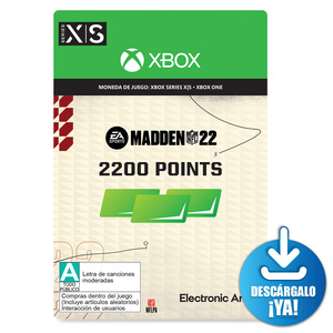 Madden NFL 22 Ultimate Team EA Sports / 2200 monedas de juego digitales / Xbox Series X·S / Xbox One / Descargable