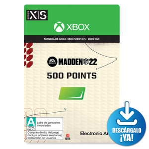 Madden NFL 22 Ultimate Team EA Sports / 500 monedas de juego digitales / Xbox Series X·S / Xbox One / Descargable