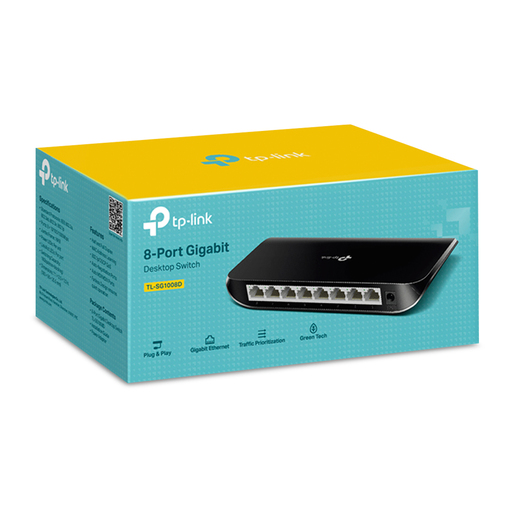 Switch Gigabit Ethernet TP Link TL SG1008D / Negro / 8 puertos