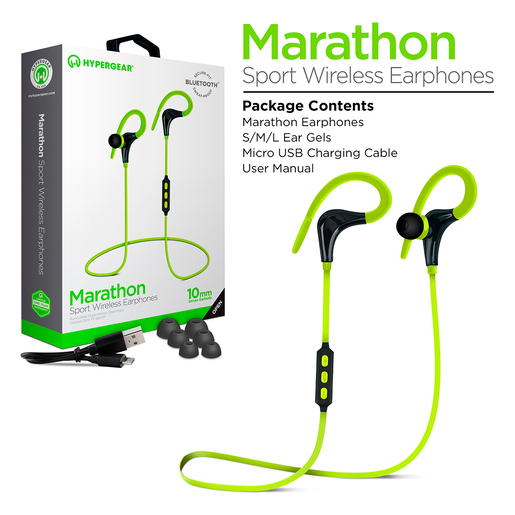 Audífonos Bluetooth Deportivos HyperGear Marathon / In ear / Verde con negro