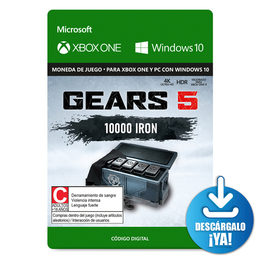 Gears 5 Iron / 10000 monedas de juego digitales / Xbox One / Windows / Descargable