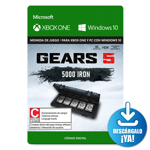 Gears 5 Iron / 5000 monedas de juego digitales / Xbox One / Windows / Descargable