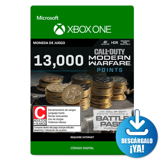 Call of Duty Modern Warfare Points / 13000 monedas de juego digitales / Xbox One / Descargable