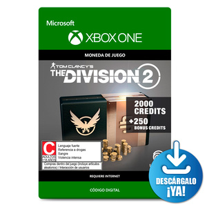 The Division 2 Credits / 2250 monedas de juego digitales / Xbox One / Descargable The Division 2 Credits / 2250 monedas de juego digitales / Xbox One / Descargable