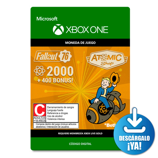 Fallout 76 Atoms / 2400 monedas de juego digitales / Xbox One / Descargable