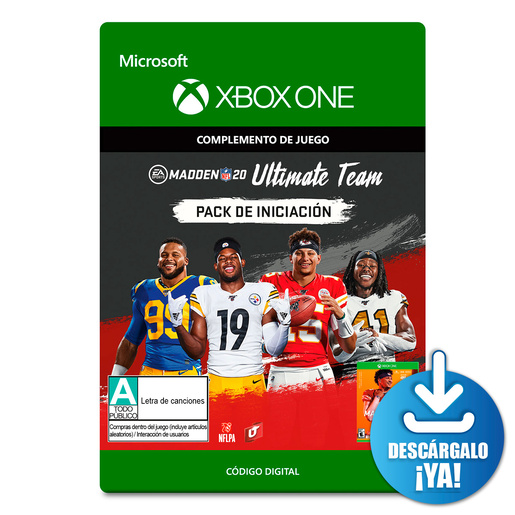 Madden NFL 20 Ultimate Team EA Sports Pack de Iniciación / Complemento de juego digital / Xbox One / Descargable
