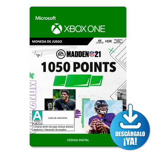 Madden NFL 21 EA Sports Points / 1050 monedas de juego digitales / Xbox One / Descargable