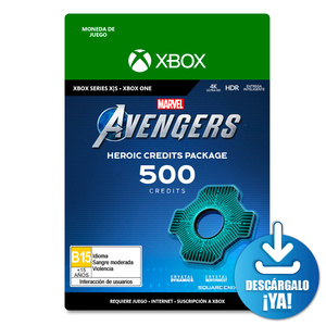 Marvel Avengers Heroic Credits Package / 500 monedas de juego digitales / Xbox Series X·S / Xbox One / Descargable