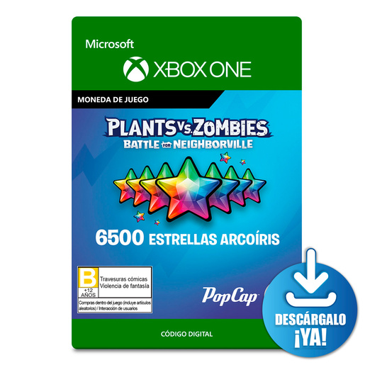Plants vs Zombies Battle Neighborville Estrellas Arcoíris / 6500 monedas de juego digitales / Xbox One / Descargable