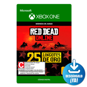 Red Dead Online Lingotes de Oro / 25 monedas de juego digitales / Xbox One / Descargable