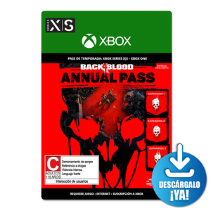 Back 4 Blood Anual Pass / Pase de temporada digital / Xbox Series X·S / Xbox One / Descargable Back 4 Blood Anual Pass / Pase de temporada digital / Xbox Series X·S / Xbox One / Descargable