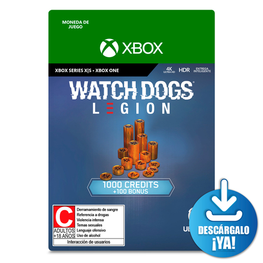 Watch Dogs Legion Credits / 1100 monedas de juego digitales / Xbox Series X·S / Xbox One / Descargable
