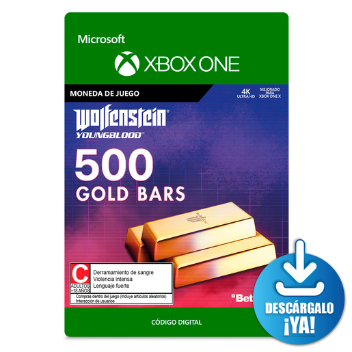 Wolfenstein Young Blood Gold Bars / 500 monedas de juego digitales / Xbox One / Descargable