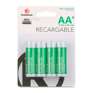 Baterías Recargables Ni MH AA RadioShack / 2500 mAh / 4 piezas Baterías Recargables Ni MH AA RadioShack / 2500 mAh / 4 piezas