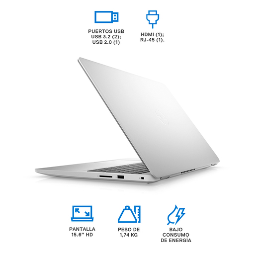 Laptop Dell Inspiron 15 3505 / 15.6 Plg. / AMD Athlon Silver / SSD 256 gb / RAM 8 gb / Plata