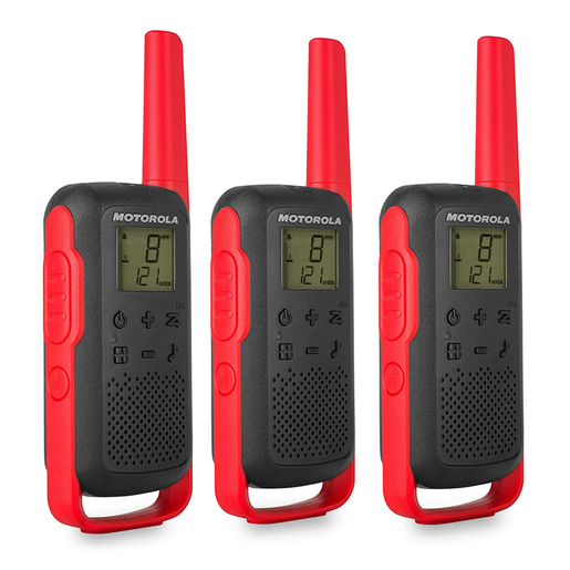 Radio de dos Vías Motorola Talkabout T210TP / 20 millas / 22 canales / Negro con rojo / 3 piezas