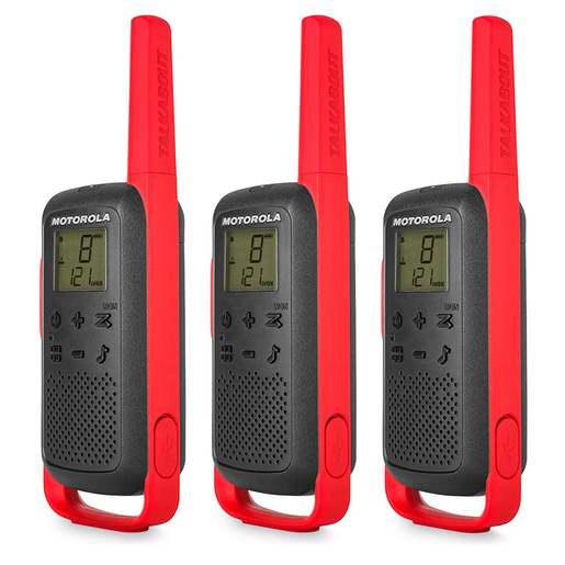Radio de dos Vías Motorola Talkabout T210TP / 20 millas / 22 canales / Negro con rojo / 3 piezas