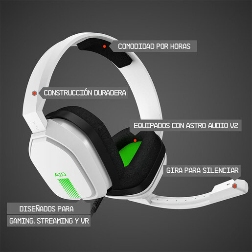 Audífonos Gamer Astro A10 / Xbox One / Xbox Series X·S / Blanco con verde
