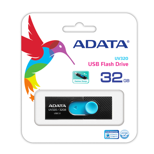 Memoria USB 3.1 Adata UV320 / 32 gb / Negro con azul