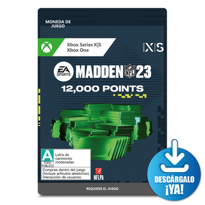 Madden NFL 23 Points / 12000 monedas / Xbox One / Xbox Series X·S / Descargable Madden NFL 23 Points / 12000 monedas / Xbox One / Xbox Series X·S / Descargable