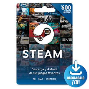 Tarjeta de Saldo Steam / PC / MAC / Steamos / 600 pesos de tarjeta digital / Descargable 