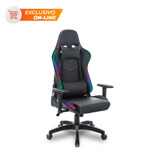Silla Gamer Led Ajustable 4Tune Poliuretano PVC Negro Silla Gamer Led Ajustable 4Tune Poliuretano PVC Negro
