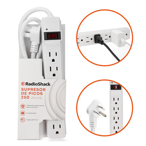 Supresor de Picos 6 Salidas RadioShack Blanco Supresor de Picos 6 Salidas RadioShack Blanco