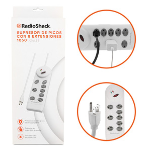 Supresor de Picos 8 Salidas RadioShack Blanco Supresor de Picos 8 Salidas RadioShack Blanco