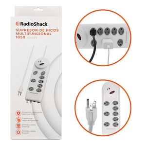 Supresor de Picos Con Protección de Módem 8 Salidas RadioShack Blanco Supresor de Picos Con Protección de Módem 8 Salidas RadioShack Blanco