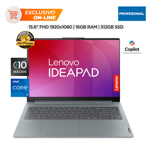 Laptop Lenovo IdeaPad Slim 3 Intel Core i7 FHD 15.6 pulg. 16 GB RAM 512 GB SSD Gris Laptop Lenovo IdeaPad Slim 3 Intel Core i7 FHD 15.6 pulg. 16 GB RAM 512 GB SSD Gris