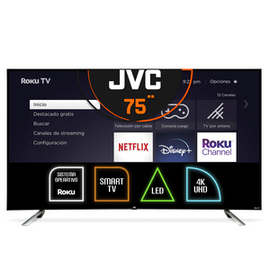 Pantalla Smart TV 75 pulgadas JVC 4K UHD LED Roku Frameless SI75URF Pantalla Smart TV 75 pulgadas JVC 4K UHD LED Roku Frameless SI75URF