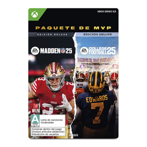 Bundle EA Sports MVP Madden NFL 25 Deluxe más College Football 25 Deluxe Xbox One S/X Descargable Bundle EA Sports MVP Madden NFL 25 Deluxe más College Football 25 Deluxe Xbox One S/X Descargable