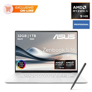 Laptop Asus Zenbook S16 AMD Ryzen AI 9 32GB RAM 1TB SSD 16 pulgadas Gris Laptop Asus Zenbook S16 AMD Ryzen AI 9 32GB RAM 1TB SSD 16 pulgadas Gris