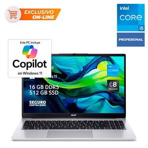 Laptop Acer Aspire Lite 15 Intel Core i5 15.6 pulg. 16GB RAM 512GB SSD Plata Laptop Acer Aspire Lite 15 Intel Core i5 15.6 pulg. 16GB RAM 512GB SSD Plata